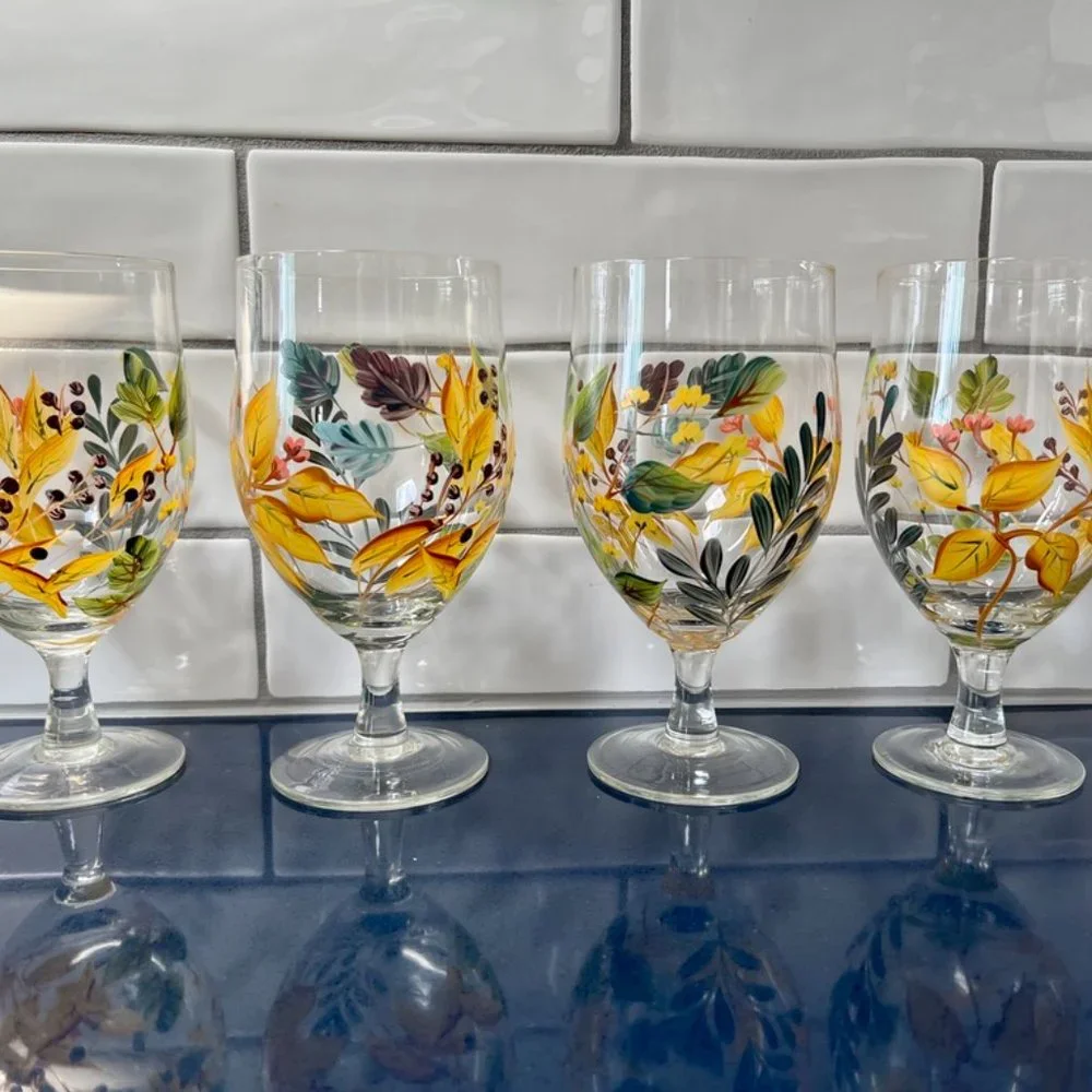 4 Floral Glasses/Goblets